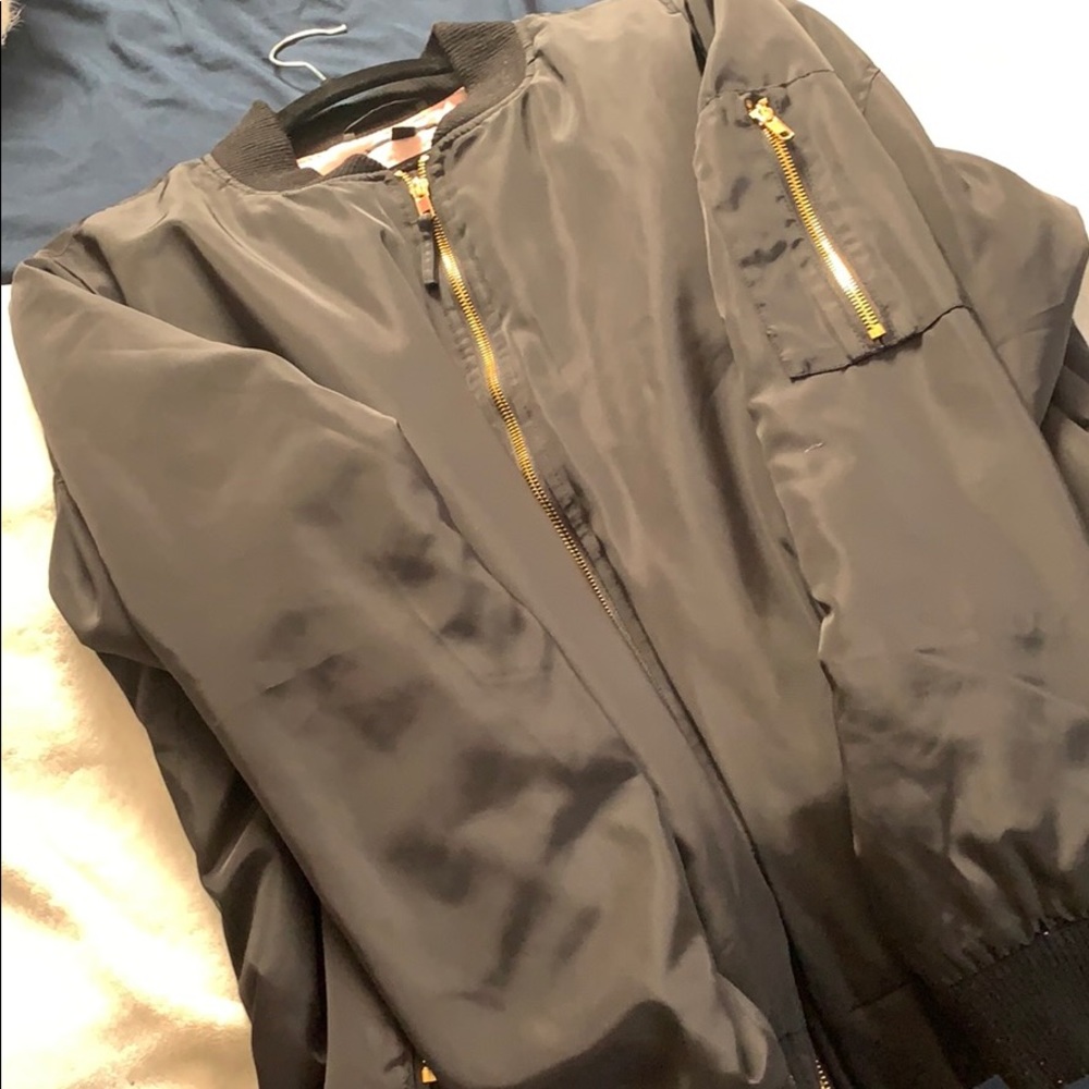 Black oversized bomber jacket